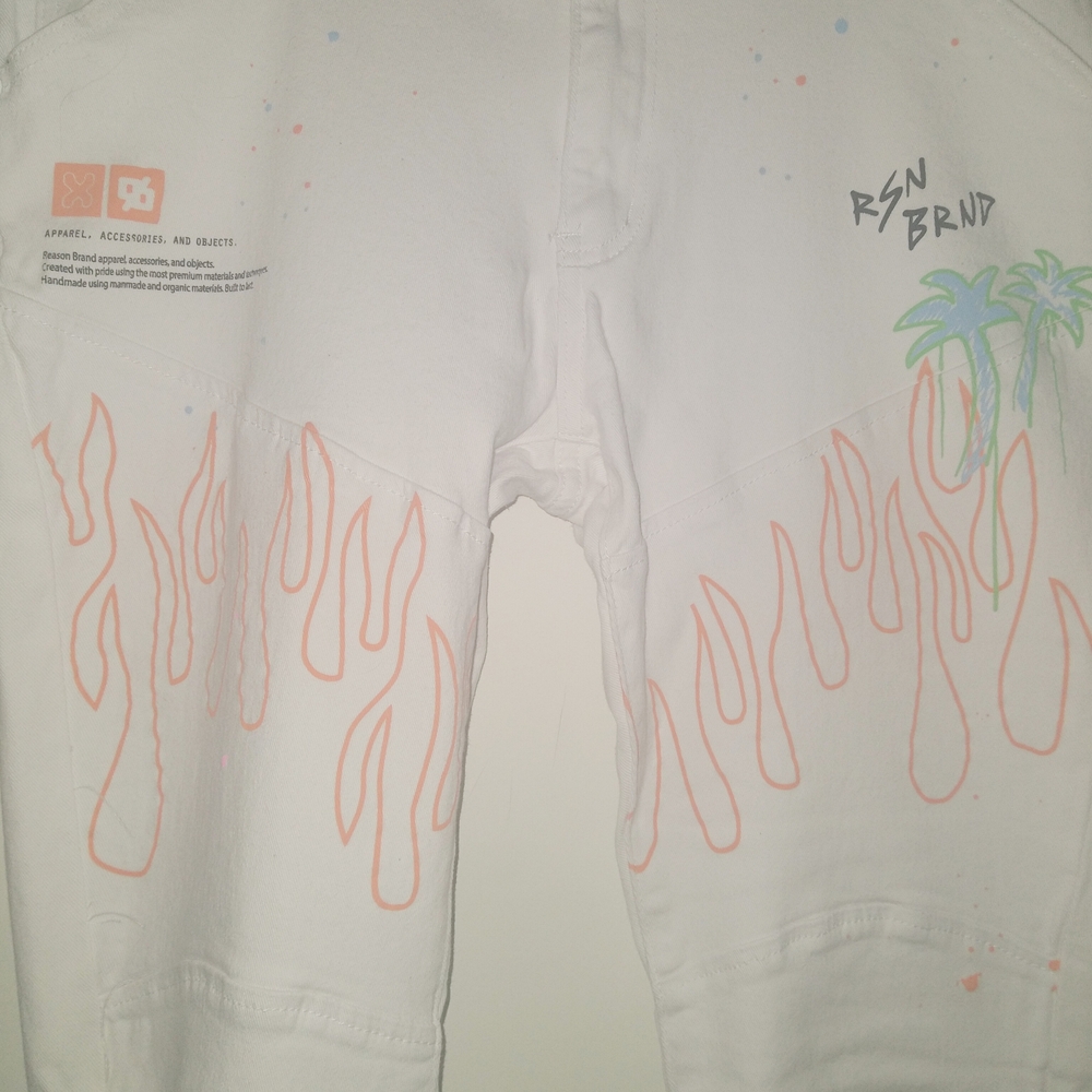 Reason Slim White and Pink Jeans